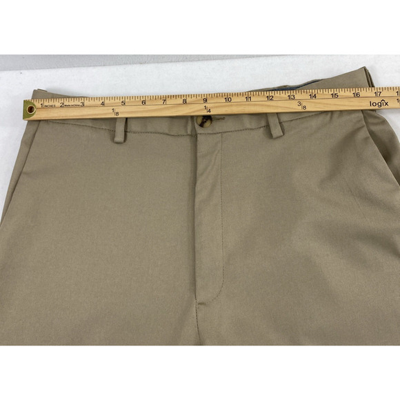 Haggar Cool‎ Right Performance Flex Pants Mens 34 x 33 Khaki Tan Dress Slacks - Picture 7 of 11